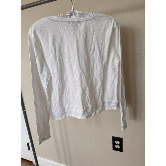 Mango Womens Size Small Textured Thread White Long Sleeve Top T Shirt - Picture 5 of 5